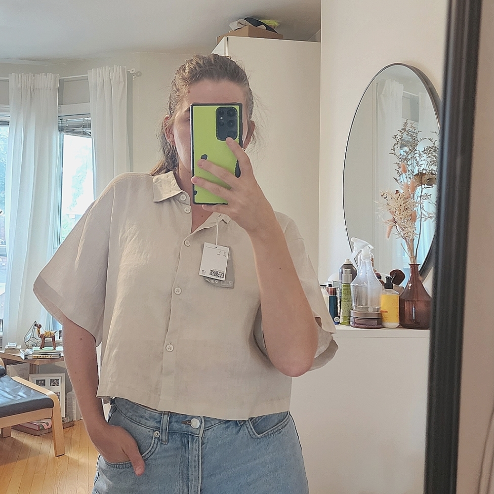 BNWT H&M Short Linen Holiday Shirt